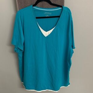Catherines Turquoise V-Neck Short Sleeve Top